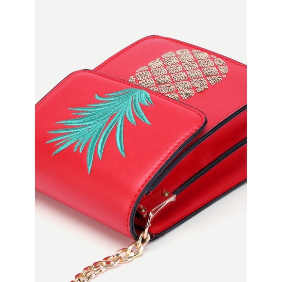 Red&Gold Sequin PINEAPPLE Shoulder Bag - Picture 2 of 5